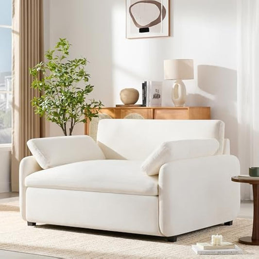 50" Oversized Single Sofa Chair with Wide and Deep Seat, Color Blocking Chenille Accent Chair, Cozy Upholstered Cloud Cushion Reading Armchair with Pillows for Living Room, Apartment and Bedroom