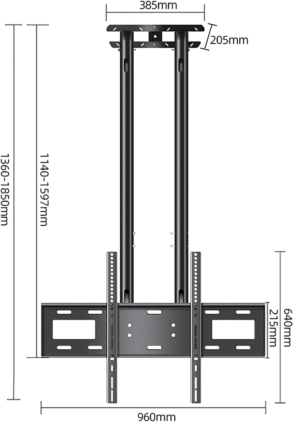 TV Ceiling Mount Bracket, Adjustable Tilt TV Bracket, Fits 37-80 Inch Flat Screen TVs and Curved TVs, Max 900x600mm,