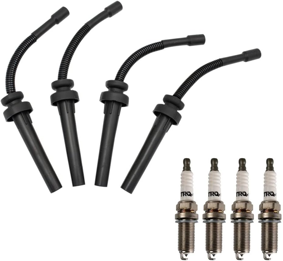 TRQ Ignition Kit Spark Plugs Wire Set Compatible with 2011-2019 Ford Fiesta