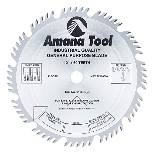 Amana Tool - 612604 Carbide Tipped Combination Ripping & Crosscut 12" Dia x 60T 4+1