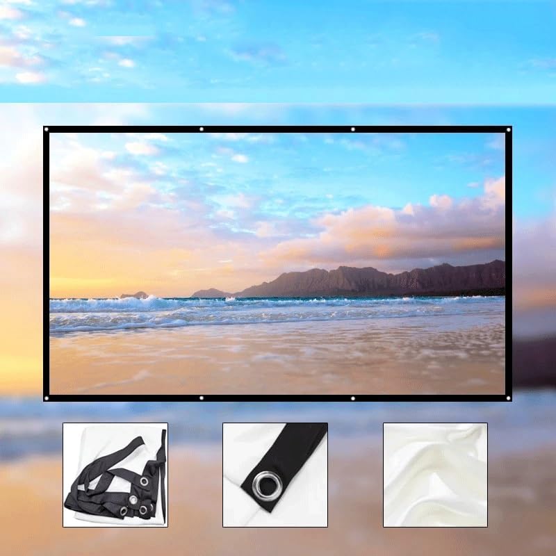 ZHCHAO Polyester Material Projection 3D Soft Screen Washable and Foldable Easy to Fold without Punching Hooks(120 inch)