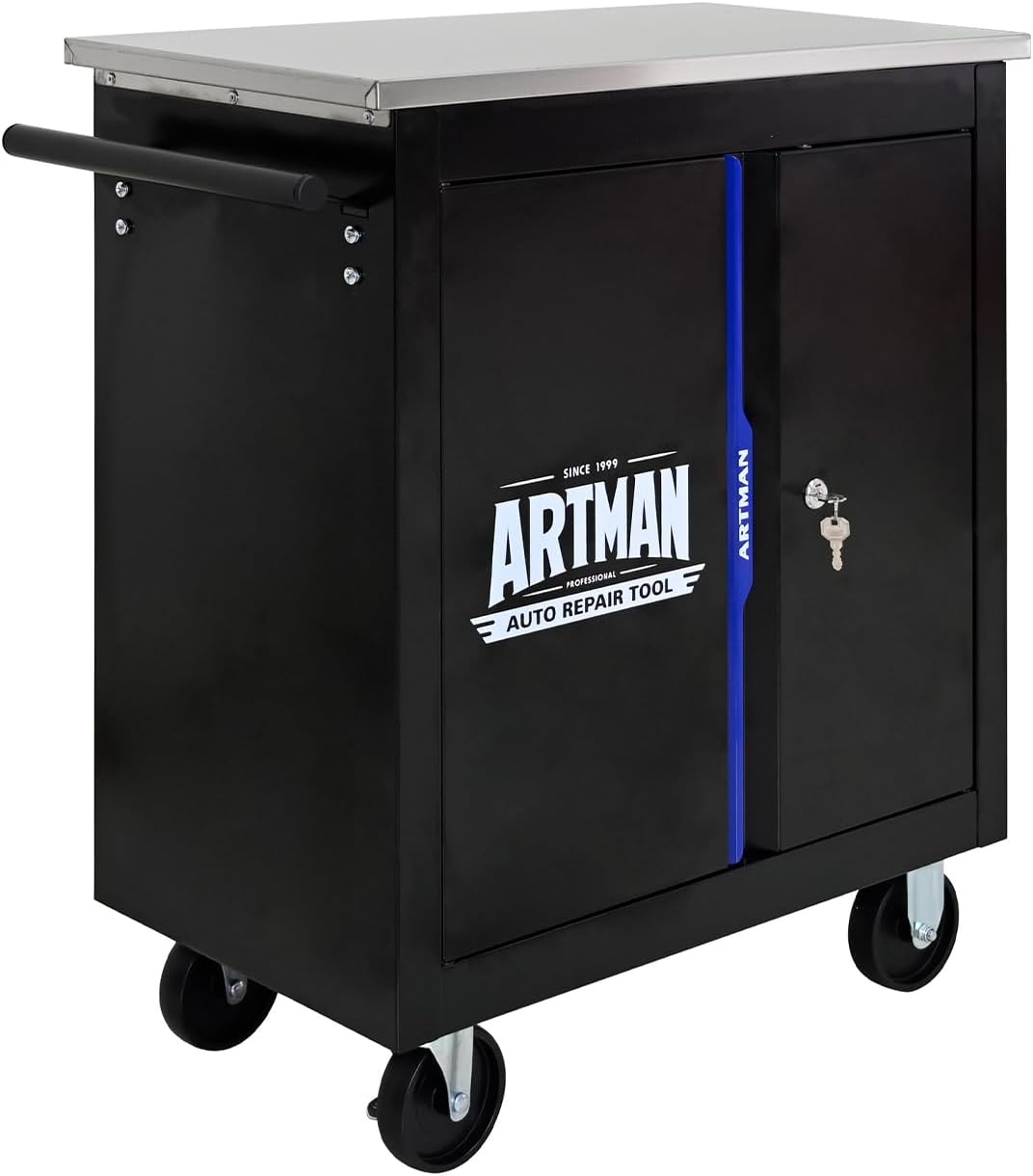 7-Drawer Heavy-Duty Rolling Steel Tool Cart with Handle&Wheels, Metal Storage Organizer Cabinet, Tool Chest for Efficient Tool Storage in Garage, Warehouse, Workshop, Repair Shop, Blue