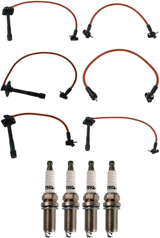 TRQ Ignition Kit Spark Plugs Wire Set Compatible with 2011-2019 Ford Fiesta