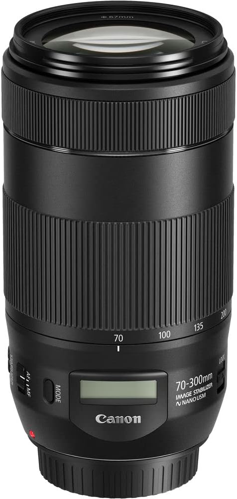 Canon EF 70-300mm f/4-5.6 is II USM Lens (0571C002) + Filter Kit + Backpack + 64GB Card + Card Reader + Flex Tripod + Memory Wallet + Cap Keeper + Cleaning Kit + Hand Strap + More (Renewed)
