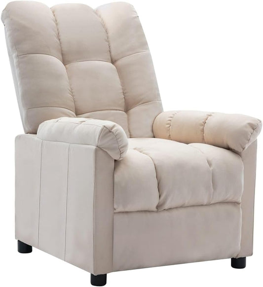 vidaXL Recliner Chair, Leisure Lounge Recliner for Home Theater Cinema, Adjustable Versatile Sleeper Chair for Living Room, Cream Fabric