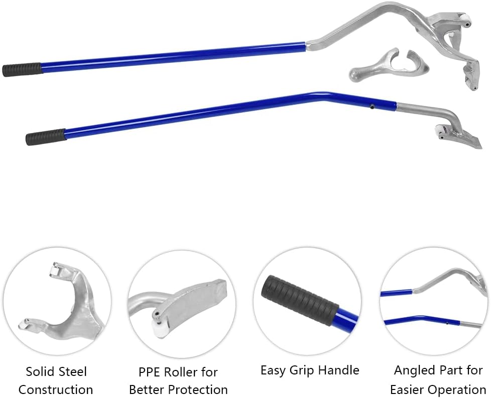 TUFFIOM Tire Mount Demount Tool Kit Steel Manual Tire Changer w/Bead Keeper, Tubeless Truck Bead Breaker, 17.5''-24'', Assembly Tool Equipped, Blue