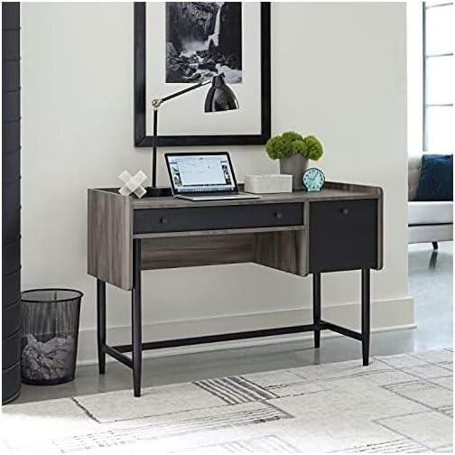 Sauder Harvey Park Modern Home Office Desk with Storage, Jet Acacia Finish