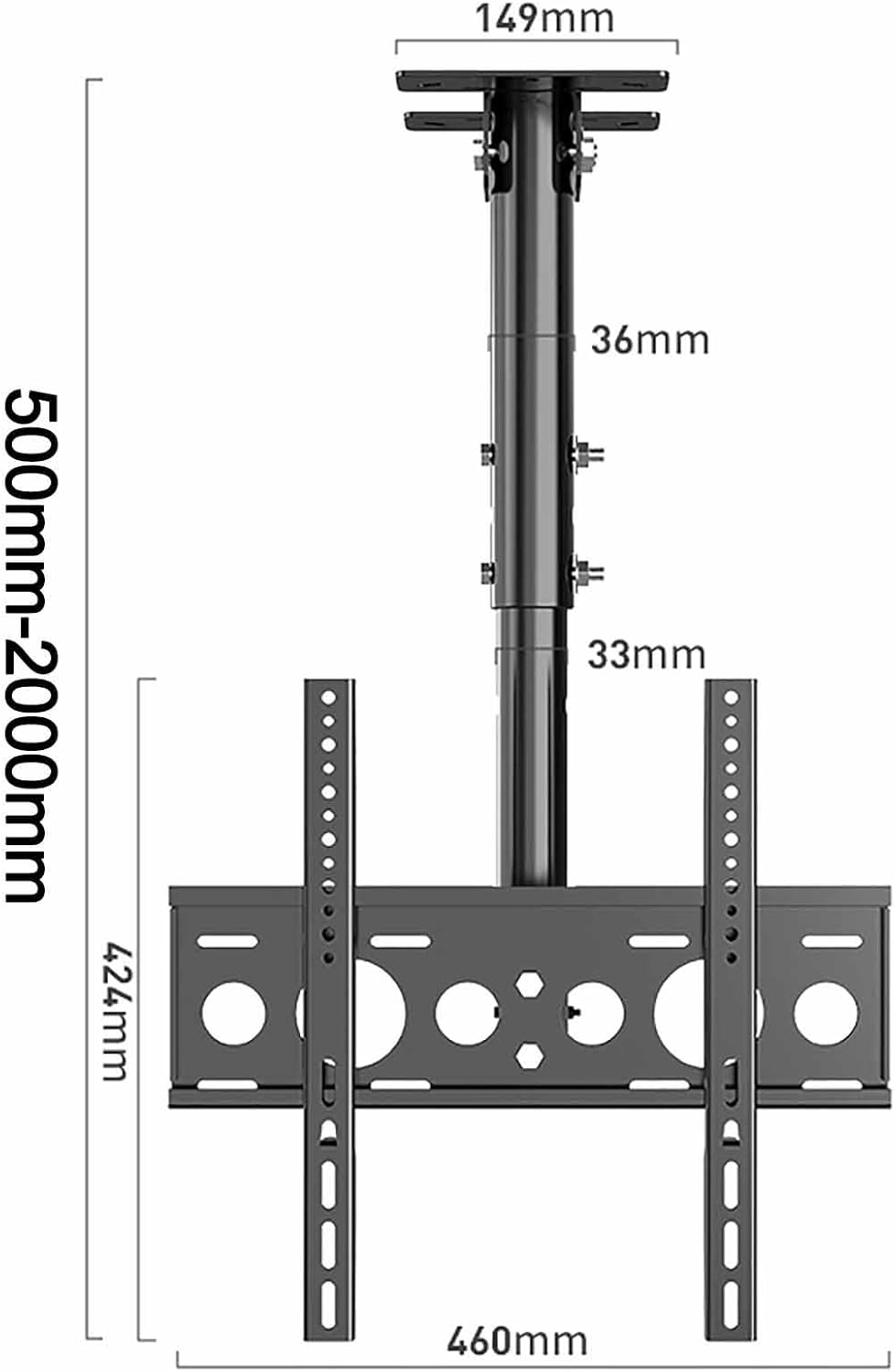 Ceiling TV Stand - Tv Wall Mount,Full Motion 360° Rotation Tilting Ceiling TV Mount Stand,Fits Most 32-55 Inch TVs Height Adjustment TV Lift Mount,Hanging TV Mount,500,2000mm