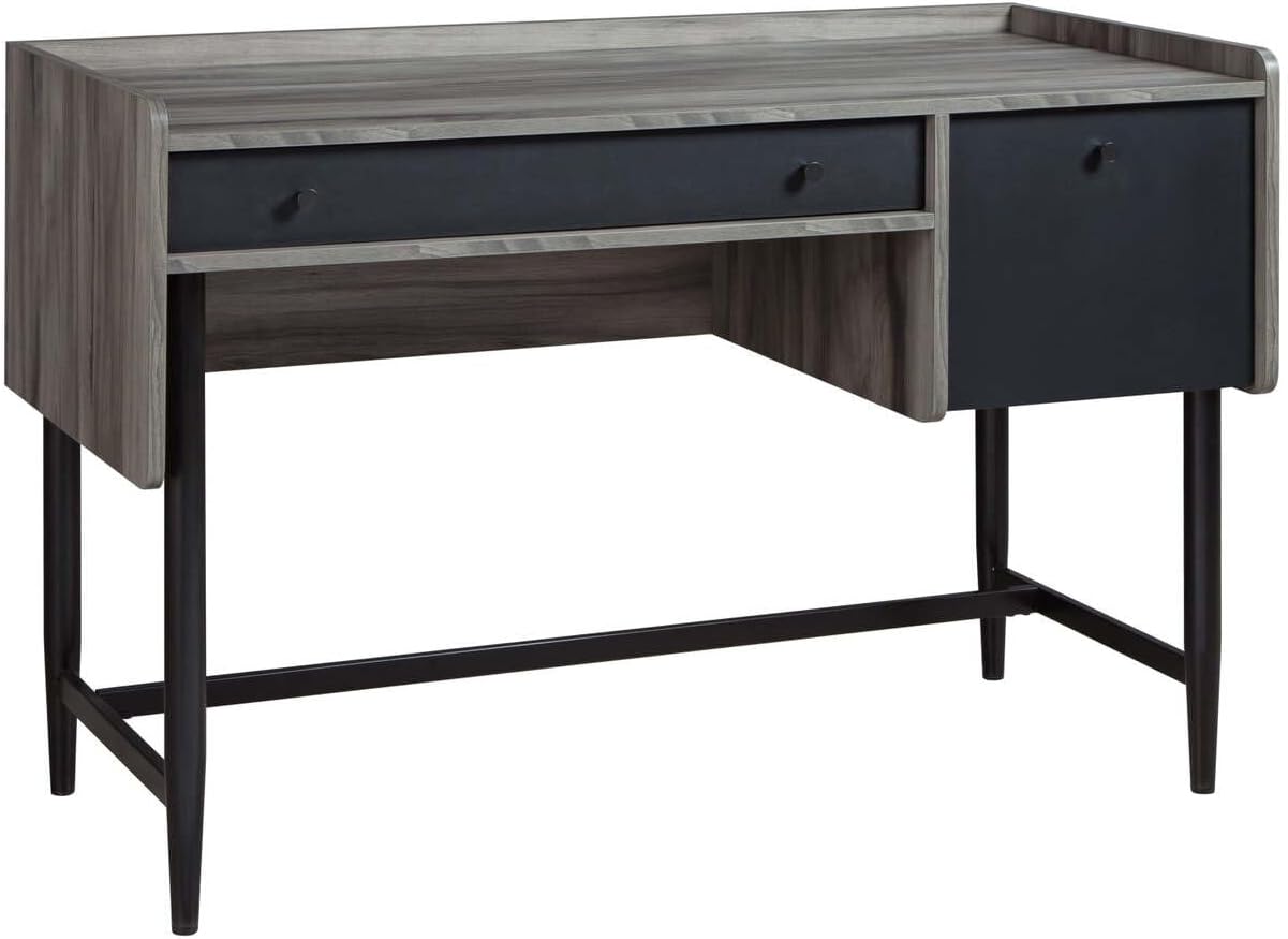 Sauder Harvey Park Modern Home Office Desk with Storage, Jet Acacia Finish