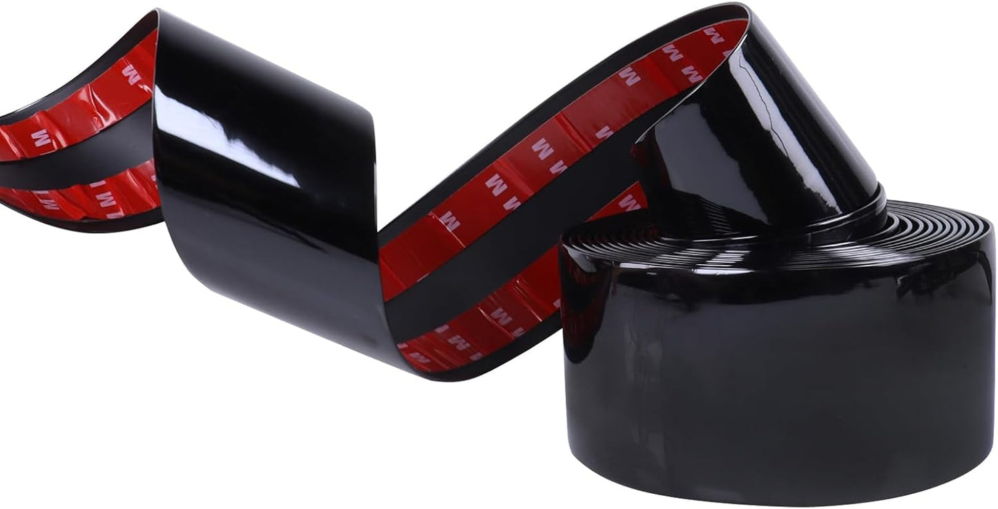 16FT Automotive Trim Molding Glossy Black 2"(50mm) Wide Car Side Moldings UV-Protected Scratch-Proof for All Vehicles Body Door Window Bumper Self Adhesive