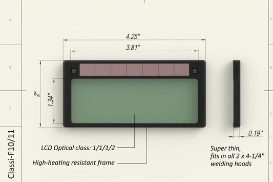 2x4 1/4 Auto Darkening Welding Lens, Low Amps 5A Tig, Shade 11, Ultra Clear, Cool Blue Color for Pipeliner and Pancake Welding Hood