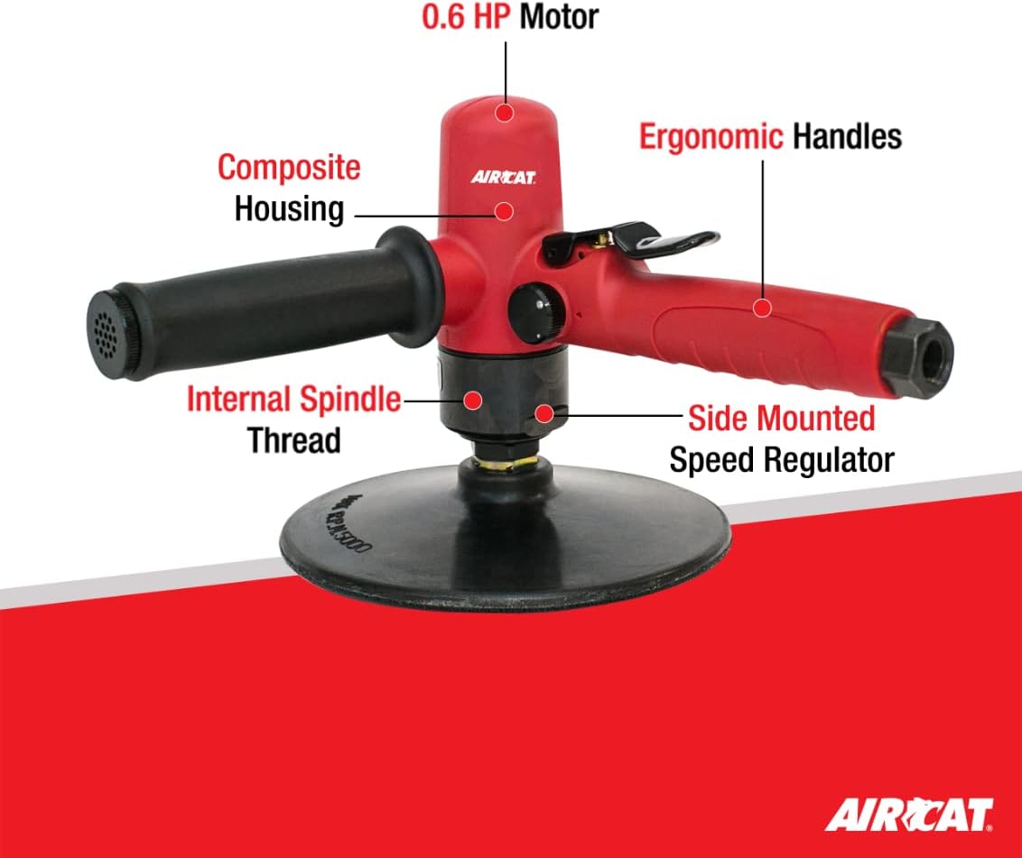AIRCAT Pneumatic Tools 6370: .6 HP Composite Low Weight Vertical Polisher 3,500 RPM
