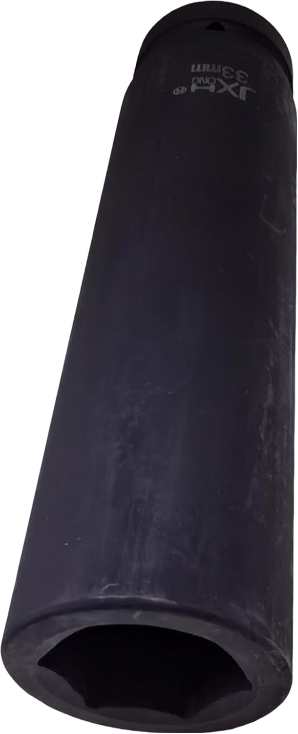 1-Inch Drive 33mm Extra Deep Impact Socket，8-Inch Long，6-Point Metric Truck Wheel Nut Socket, Heat Treated Cr-V Alloy Steel