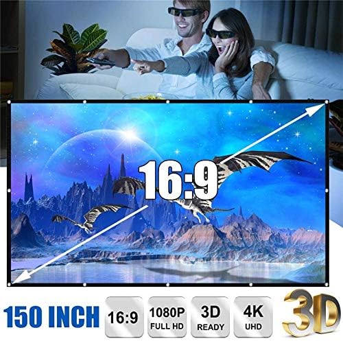 2020 New 3D Foldable 60/72/84/100/120/150inch Projector Screen 16:9 Anti-Crease Projection Movies Screen for Home Outdoor(60 inch)