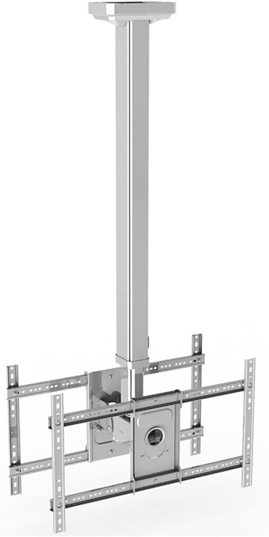 Universal Double Ceiling TV Mount Bracket, Tilt & Swivel Design for 32-65/75 Inch TVs, Adjustable Height, Fits Flat Ceilings, Holds 2 TVs, 1150-2000mm(1650)