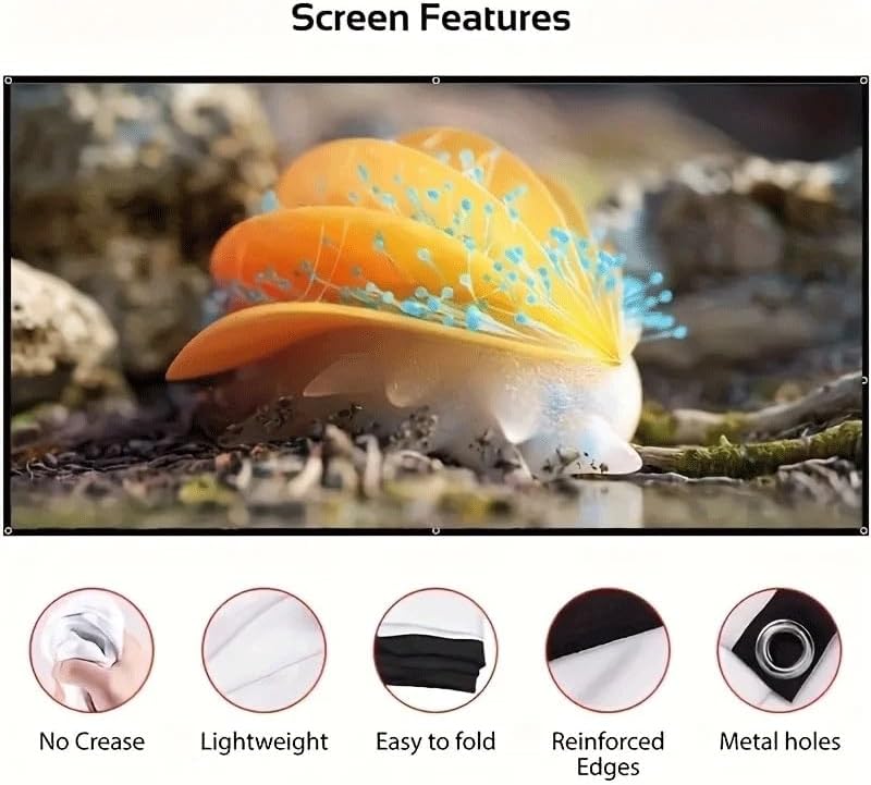 ZHCHAO Adhesive Wall without Punching Screen Cinema Grade Washable Foldable Projection Screen(120 inch)