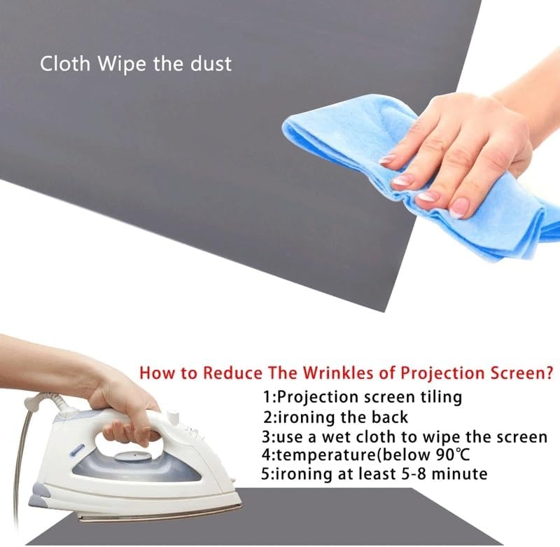 ZHCHAO Projector Screen 16:9 Foldable Anti-Light Reflective Cloth for Home Party Movie(110 inch)