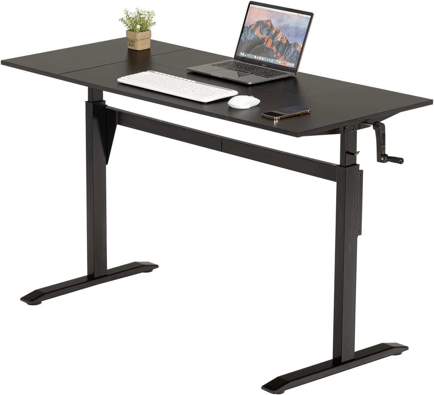 UNICOO - Crank Adjustable Height Standing Desk, Game Table, Home Office Desk, Computer Table 55 * 23.6 in Tabletop (XJH-C-55 Black)