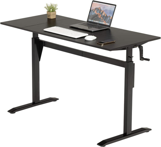 UNICOO - Crank Adjustable Height Standing Desk, Game Table, Home Office Desk, Computer Table 55 * 23.6 in Tabletop (XJH-C-55 Black)