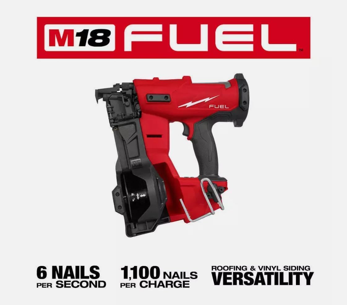 2909-20 For Milwaukee M18 FUEL 18V Cordless Li-Ion Coil Roofing Nailer - Bare Tool，Tools and Equipment