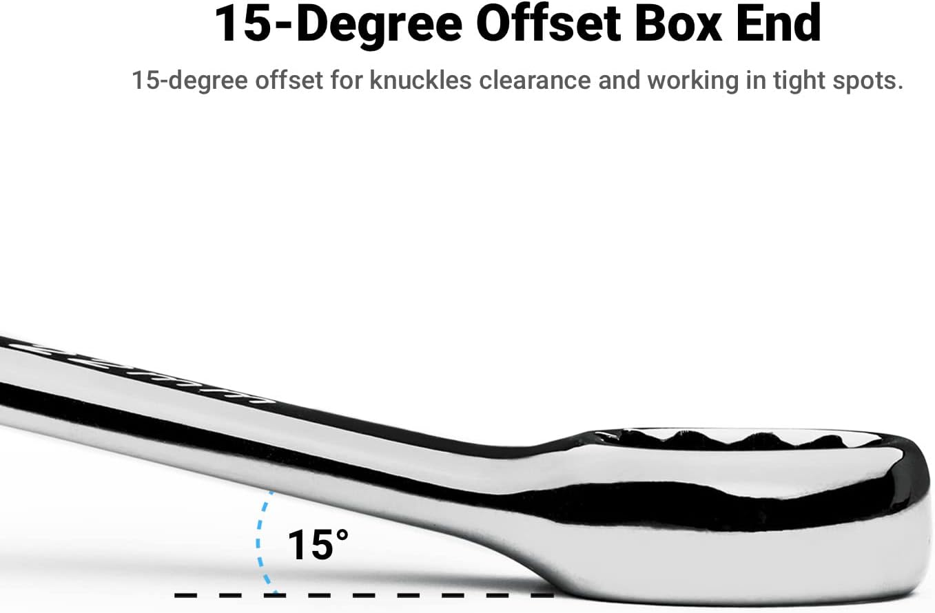 Capri Tools MaxChrome Combination Wrench Set, 6 to 24 mm, 19-Piece with Heavy-Duty Canvas Pouch