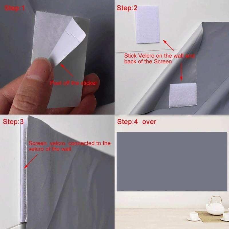 ZHCHAO 16:9 Projector Screen Curtain Reflective Fabric Projection Screen for Home Party Movie(130 inch)