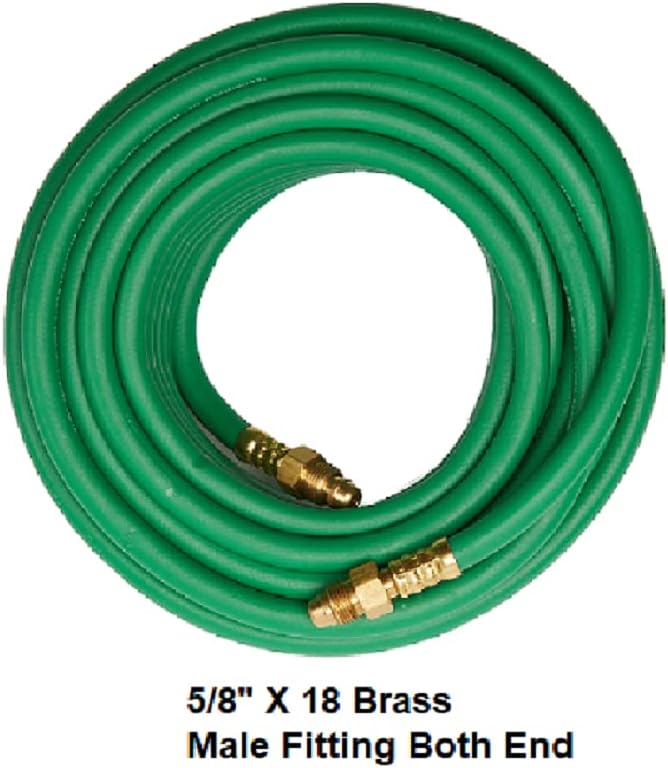 Argon Gas Hose for MIG/TIG Welding Flowmeter 1/4", 5/8"X18 Male, NPT Fittings, Inert Hose (100 Feet) AH-100-G