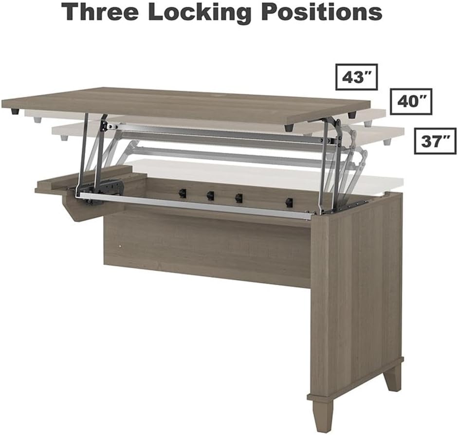 Bush Furniture Somerset 72W 3 Position Sit to Stand L Shaped Desk in Ash Gray