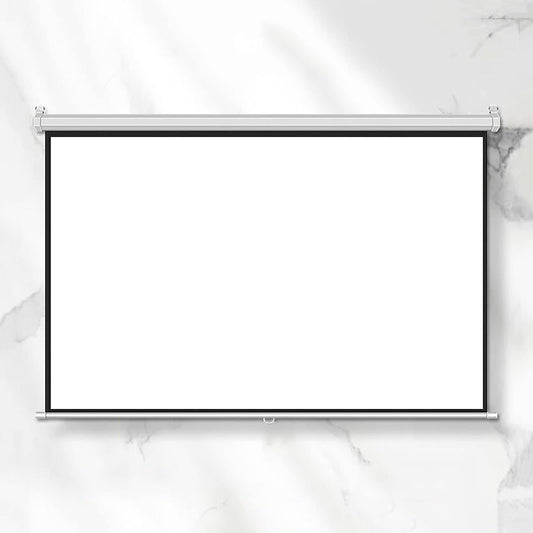 4:3/16:9 HD Manual Pull Down Projection Screen for Home, Theater, Presentation, Conference, Retractable Portable Projection Screen with Self-Locking Function (60inch 16:9