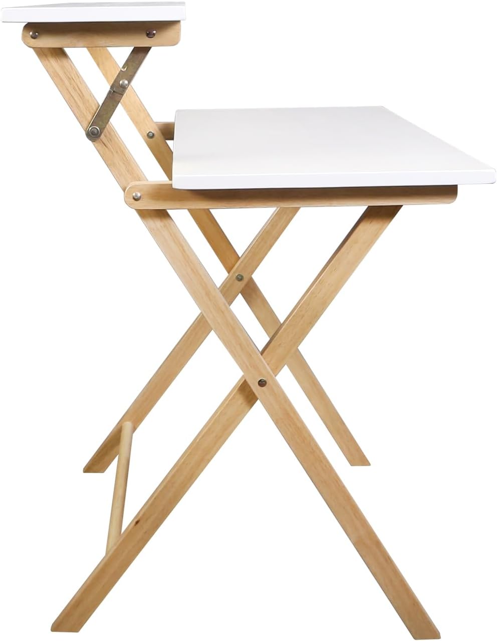 Casual Home 100% Solid Wood 2-Tier Folding 28" W Laptop Working Computer Desk, No Assembly Required