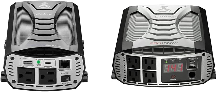 Cobra POWER 500W Power Inverter, Portable – 500-Watt Car Charger, 2 Grounded AC Outlets, 2 Fast Charge USB Ports and Remote Controller (CPIALCDG1) Compatible