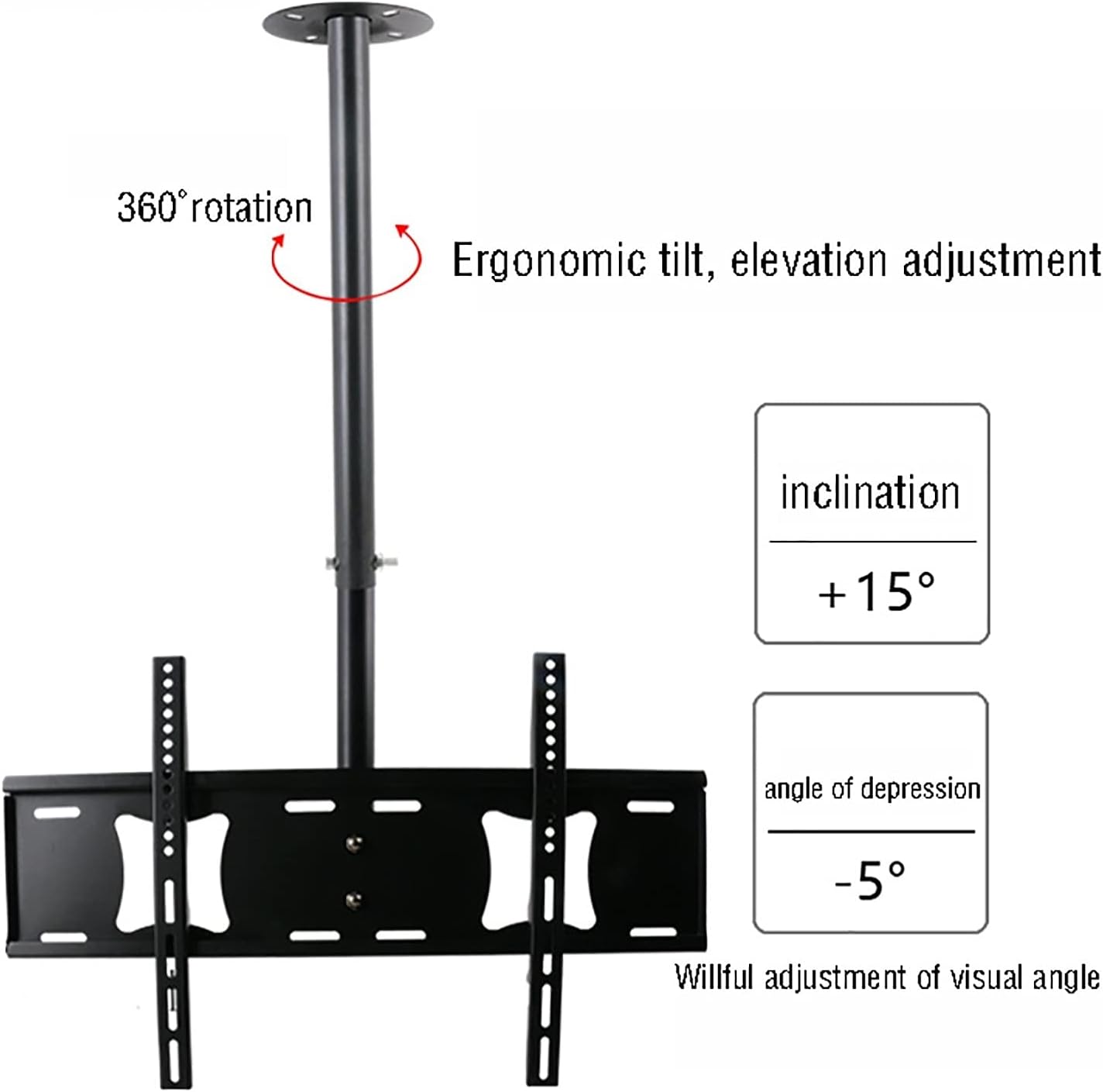 TV Wall Mount Ceiling TV Mount Bracket for 32-75Inch, Tilt Swivel Telescopic TV Stand, with Loading 154 Lbs, Easy to Assemble