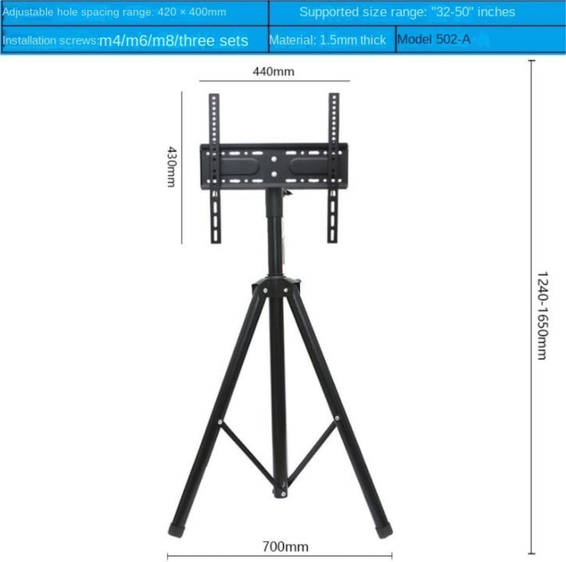 TV Mounts,TV Stand TV Bracket Tripod TV Stand for 32-50 Inch Screen TVs, Height Adjustable Floor TV Stand with VESA 420x400mm, Holds Up to 33lbs TV Mount Stand for Living Room Bedr