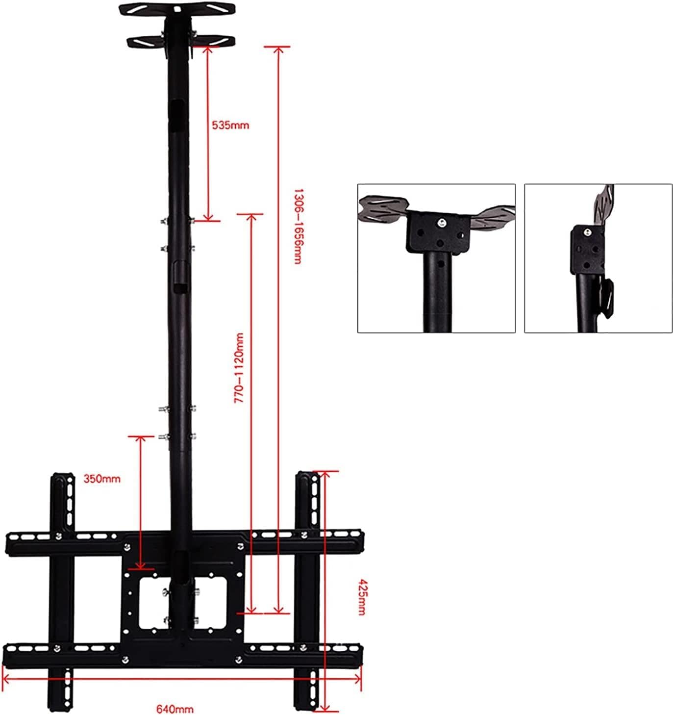 TV Stand TV Unit, Ceiling TV Mount, Teles Height Adjustment Ceiling for 32-59 Inch Flat and Curved TVs Up to 68kg TV Mount TV Stand