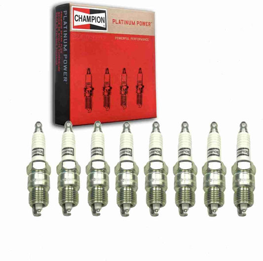 8 pc Champion Platinum Spark Plugs compatible with Ford F-250 5.0L 5.8L 6.6L 7.5L V8 1973-1997
