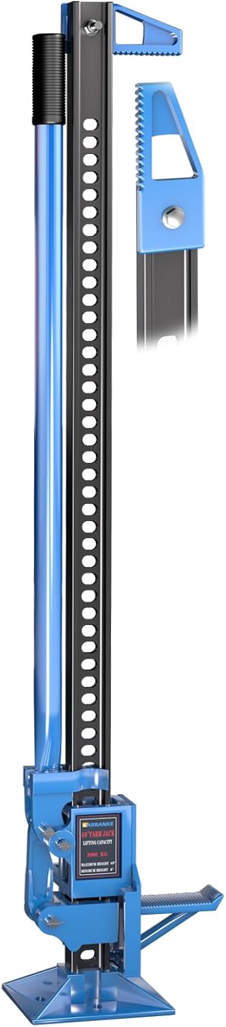 48" Farm Jack,3 Ton/6600 Lbs Capacity Utility High Lift Farm Jack, Ratchet Utility Jack with Adjustable Height, Heavy-Duty for Tractors,Trucks,Blue