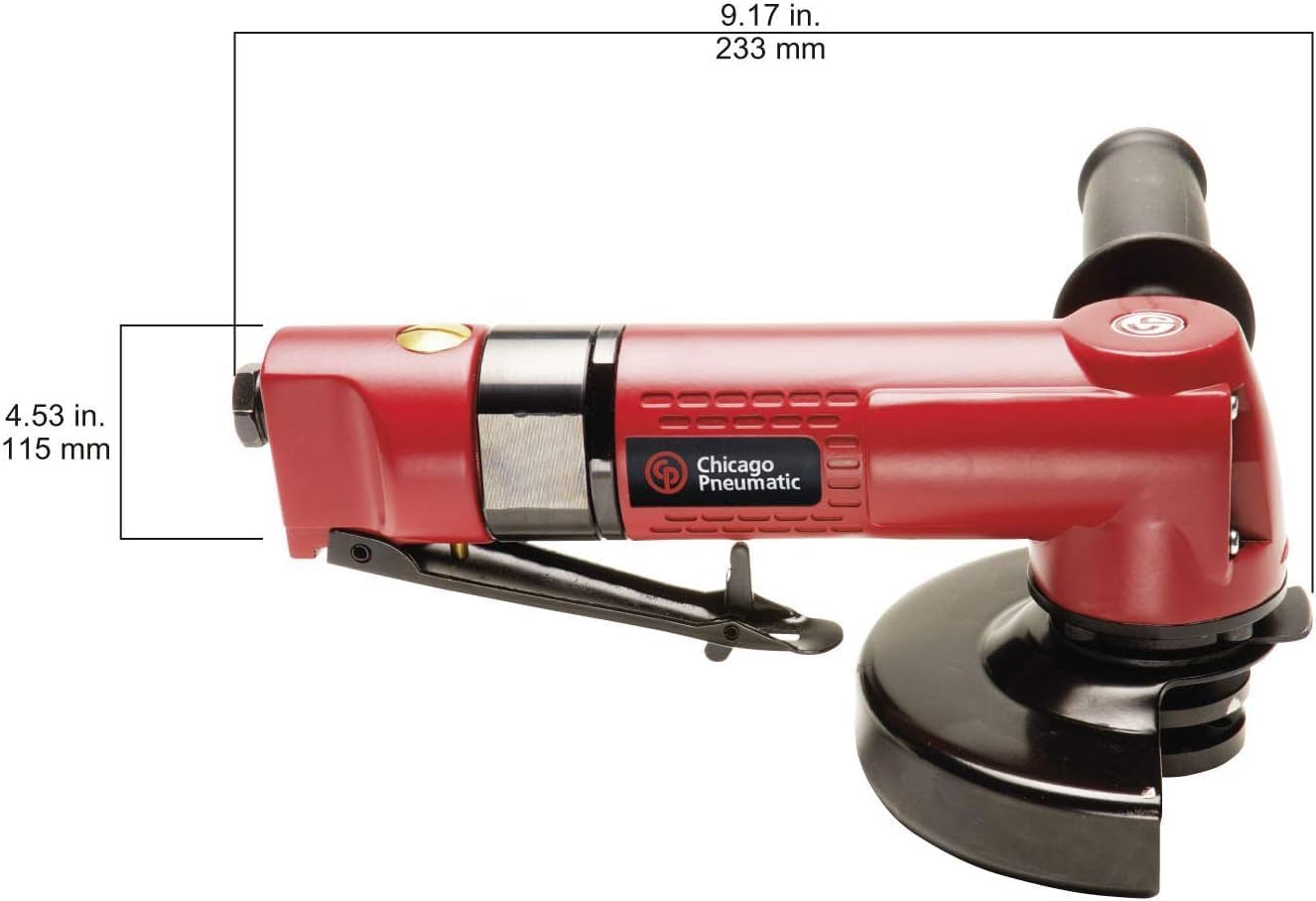 Chicago Pneumatic CP9121BR - Air Grinder Tool, Welder, Woodworking, Automotive Car Detailing, Stainless Steel Polisher, Heavy Duty, Right Angle Grinder, 5 Inch (125 mm), 0.8 HP / 600 W - 12000 RPM