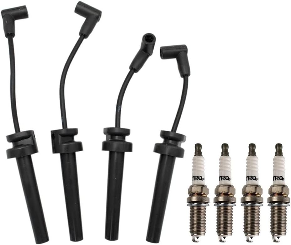 TRQ Ignition Kit Spark Plugs Wire Set Compatible with 2011-2019 Ford Fiesta