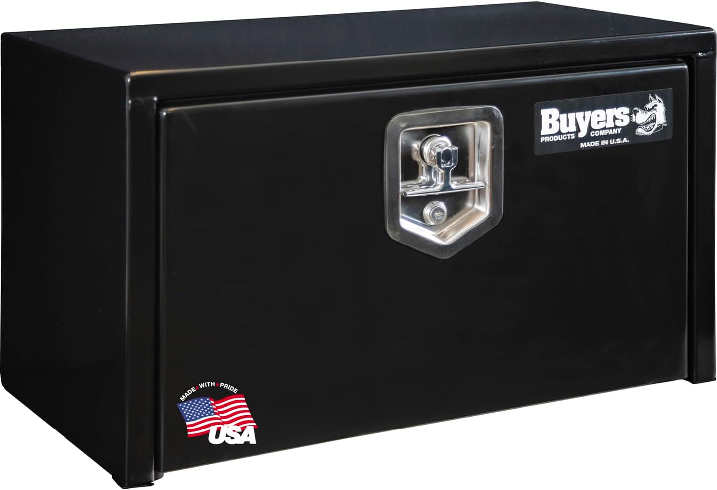 Buyers Products 1702300 Black Steel Underbody Truck Box w/ T-Handle Latch, 18x18x24 Inch, Contractor Toolbox For Organization And Storage, Job Tool Chest