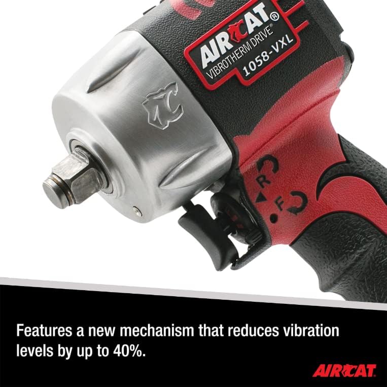 AIRCAT Pneumatic Tools 1058-VXL 1/2-Inch Vibrotherm Drive Composite Compact Impact Wrench 750 ft-lbs of Torque