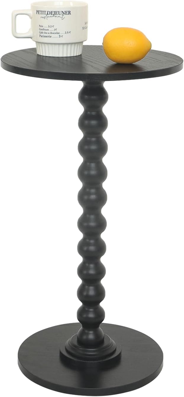 Round Side Table, Small Drink Table for Small Spaces, Modern Accent Nightstand with Solid Wood Leg for Living Room, Bedroom, Corners, and Office (Rustic Brown)