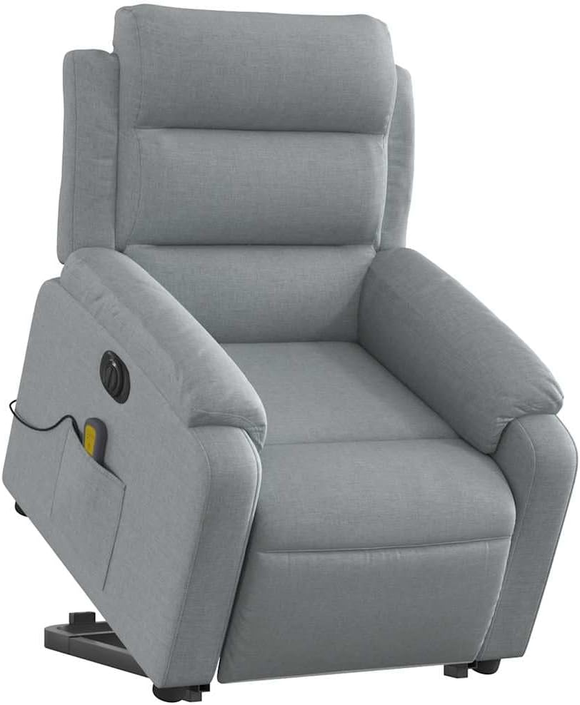 vidaXL Electric Massage Recliner Chair with Power Lift and Recline for Elderly - Black Fabric Lounge Seating with Side Pocket, Vibration Massage - Living Room, Bedroom Armchair