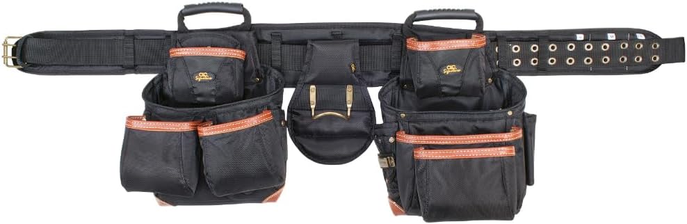 CLC Custom LeatherCraft 51452 4 Piece Top Of The Line Pro Framer's Tool Belt, Black,brown, 29"–46"