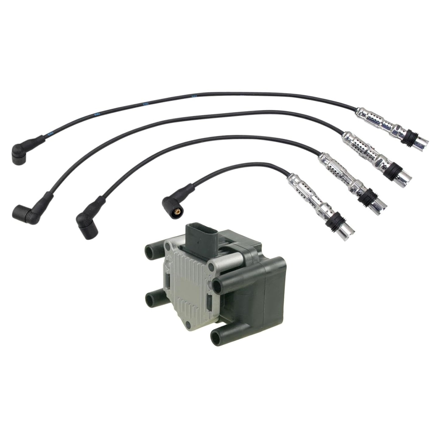 TRQ Ignition Kit Ignition Coil Spark Plugs Wire Set Compatible with 2003-2004 Ford Focus