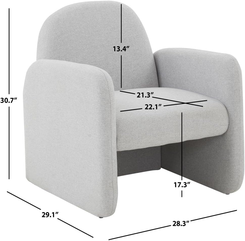 SAFAVIEH Couture Collection Patsy Modern Light Grey Felt Chiclet Accent Chair for Living Room, Home Office, Study, Bedroom
