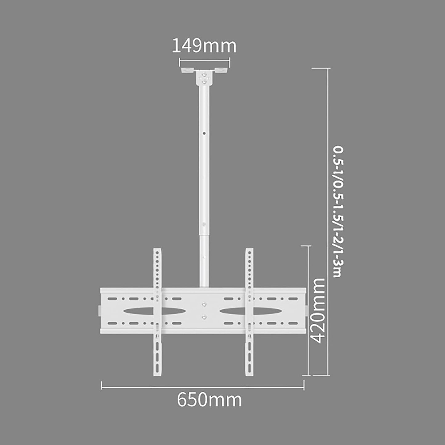 TV Stand,tv Wall Mount Adjustable Tilt Swivel Ceiling TV Mount Bracket, Fits 40-60inch LCD Flat Screen, Two Installation Methods: Ceiling and Wall, White,13m（12m）