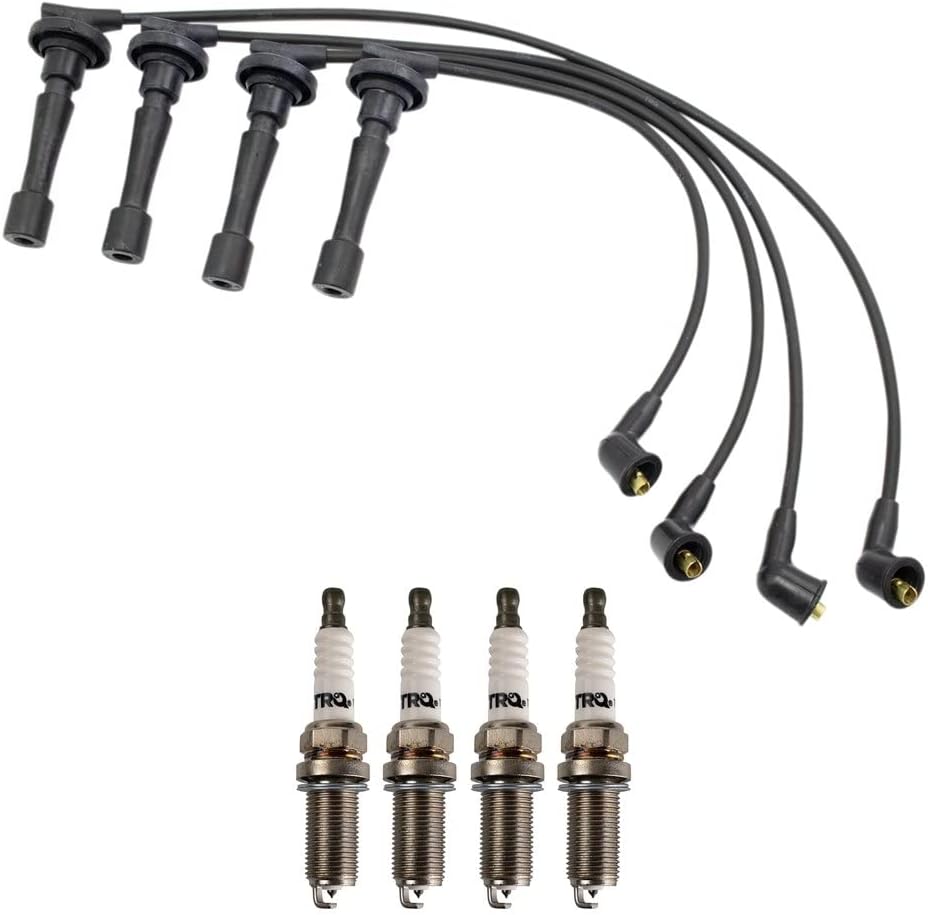 TRQ Ignition Kit Spark Plugs Wire Set Compatible with 2011-2019 Ford Fiesta