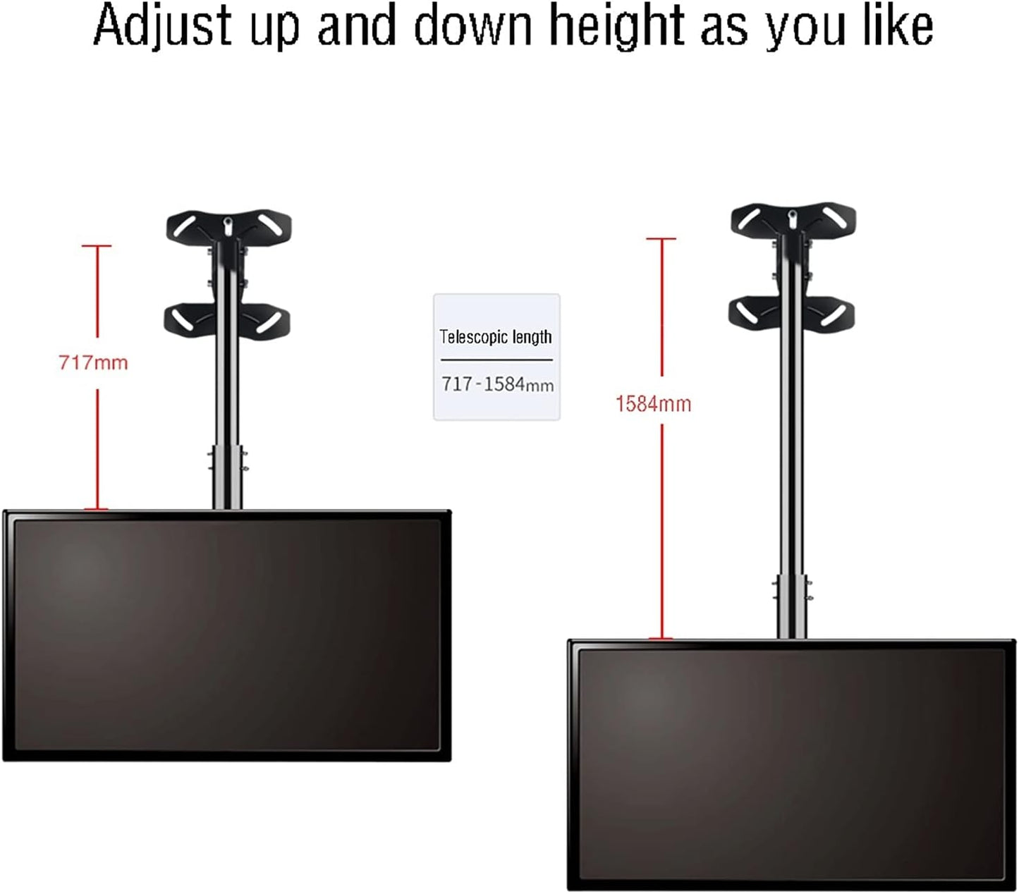 TV Stand,tv Wall Mount Ceiling TV Mount Bracket, 30° Rotate Left and Right TV Mount, Fits Most 32-65 Inch LCD Flat Screen Tvs, Max 600x400mm,2.5m（2.5m）