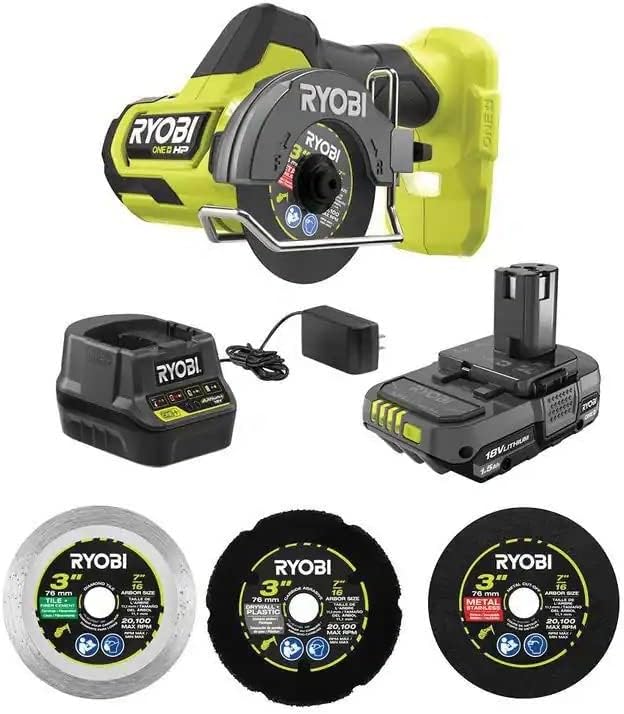 RYOBI ONE+ 18V Compact Brushless 3" Cut-Off Tool Kit