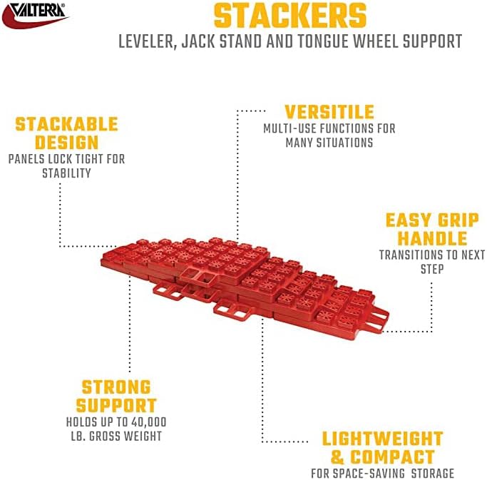 Valterra A10-0918 Stackers Multi-Use RV Leveling Pads (Pack of 10) , Red